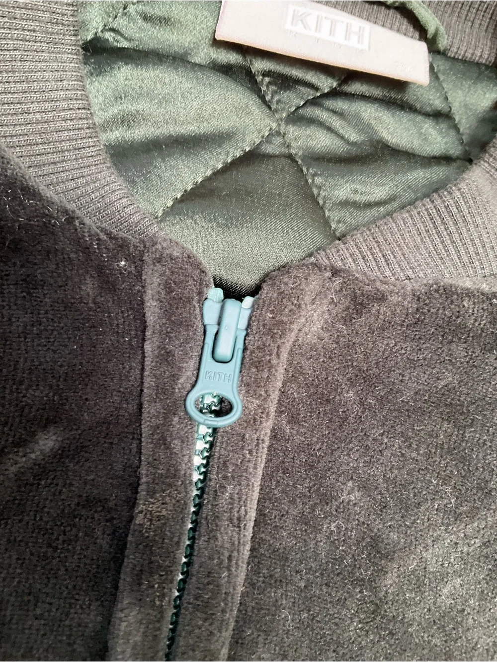 Kith Forest Green Velvet Bomber